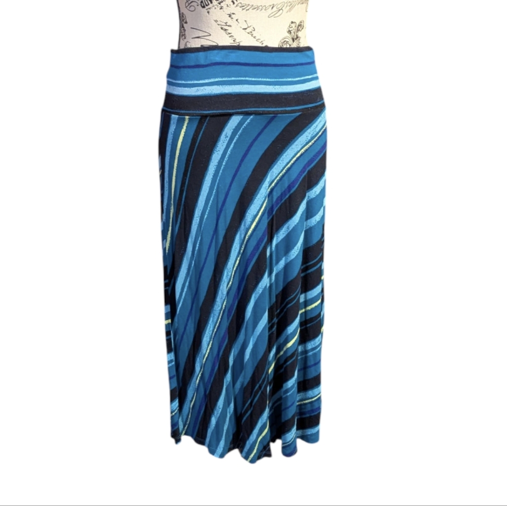 6/$15 Size M Joe Fresh Blue Midi Asymmetrical A-Line Skirt